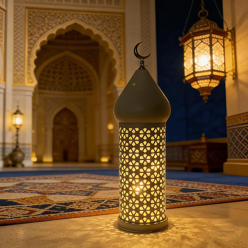 Metal Light Transparent Glass Moroccan Style Hanging Lanterns Creative Wedding Home Tabletop Decoration Birdcage Lantern Candle Holders for Ramadan Decorations,Small 3.86In X 12.4In