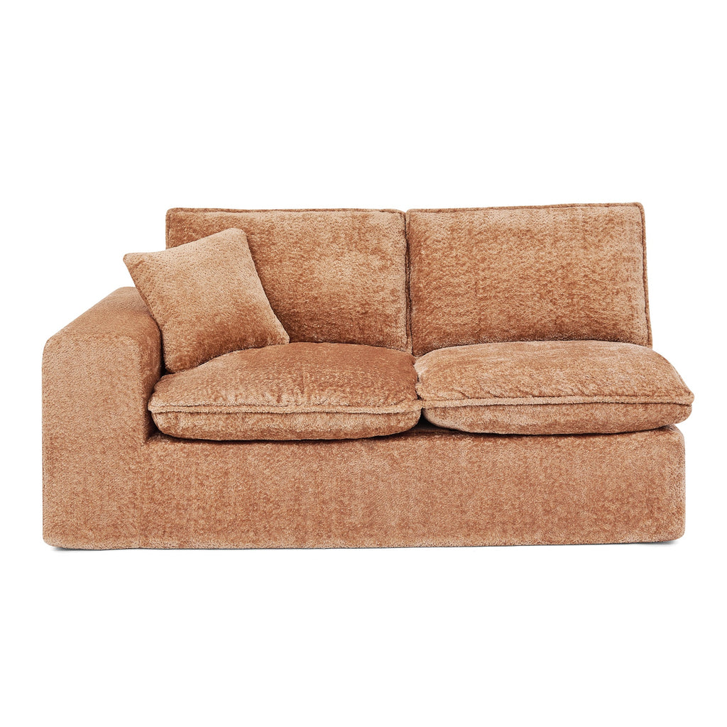 Sectional Sofa Modular Boucle Orange 7 Seat Ottomans 107 In No Assembly