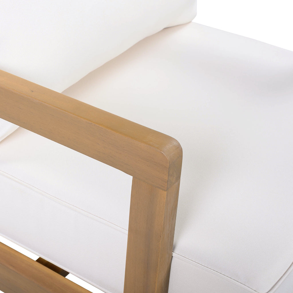 Outdoor Club Chair Set Acacia Wood Beige Cushions Set of 2