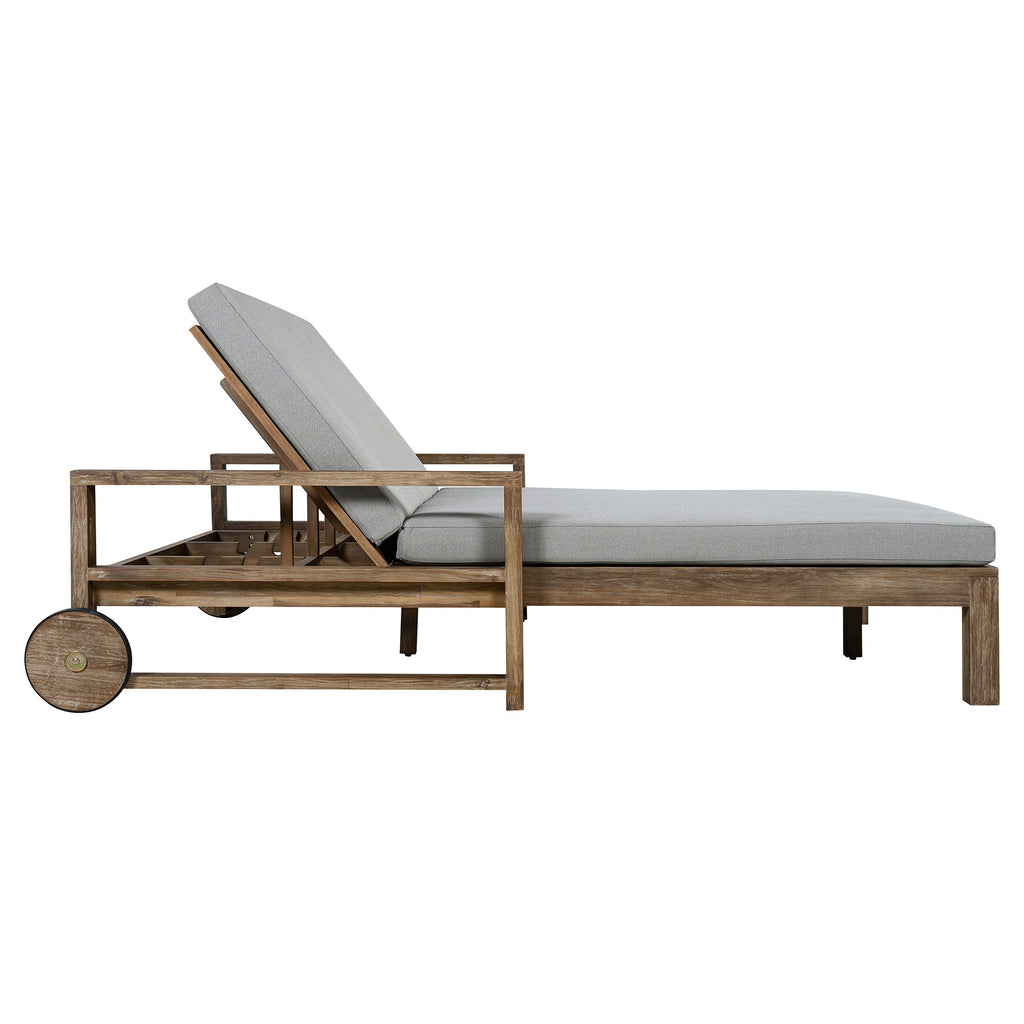 Outdoor Daybed Acacia Wood Farmhouse Gray with Wheels 2 Person