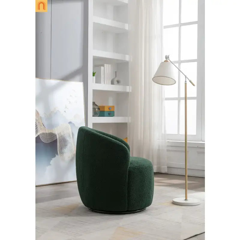 Dark Green Barrel Swivel Accent Chair 25in