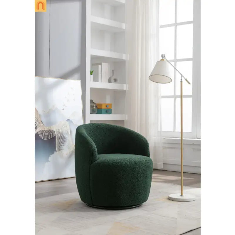 Dark Green Barrel Swivel Accent Chair 25in