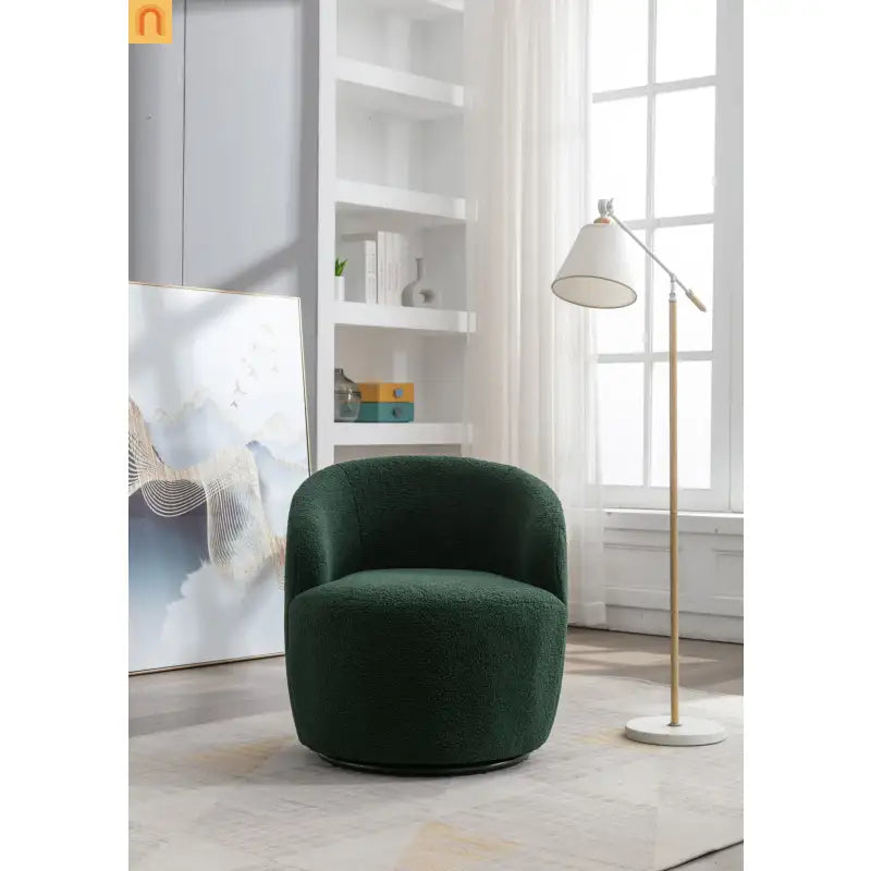 Dark Green Barrel Swivel Accent Chair 25in