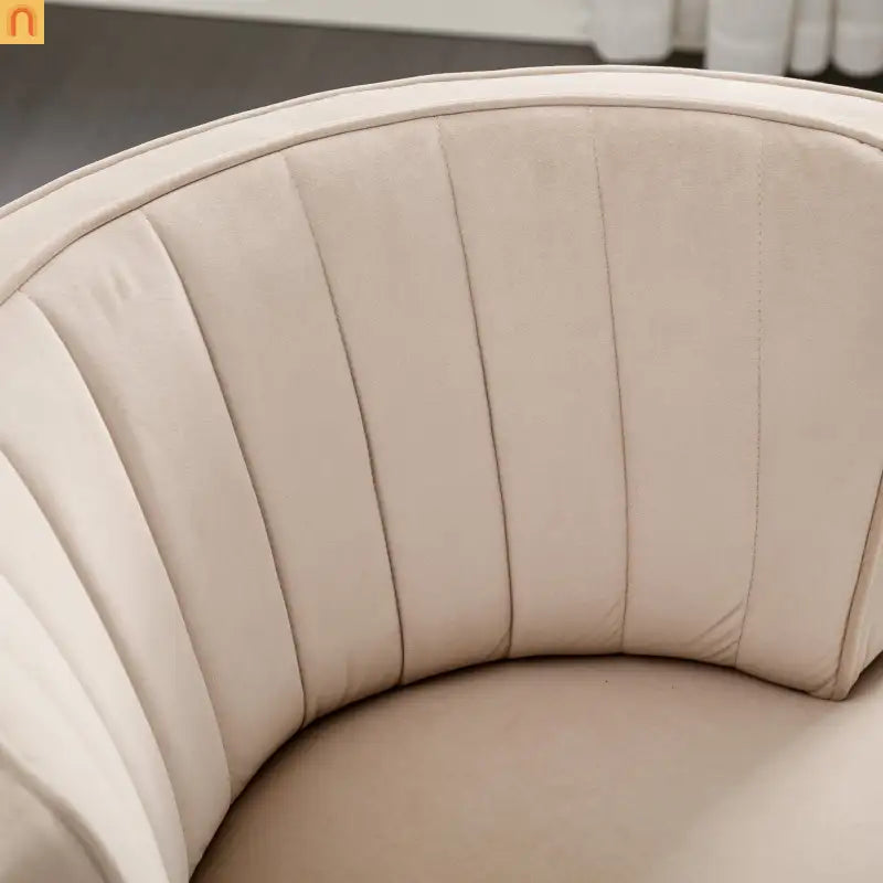 Accent Chair Barrel Swivel Velvet Beige 360 Degree 300 lb 25in