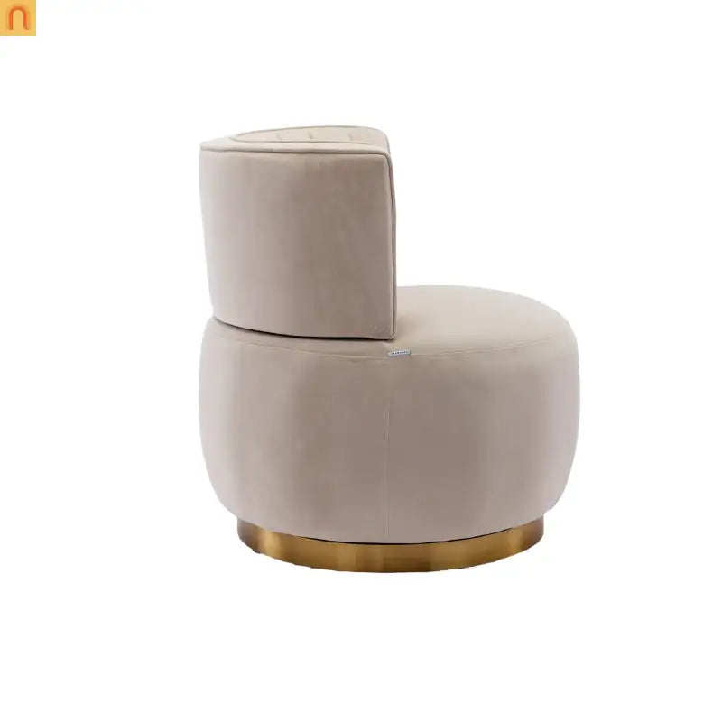 Accent Chair Barrel Swivel Velvet Beige 360 Degree 300 lb 25in