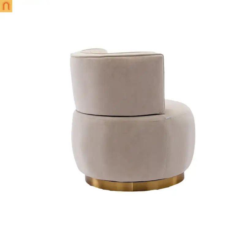 Accent Chair Barrel Swivel Velvet Beige 360 Degree 300 lb 25in