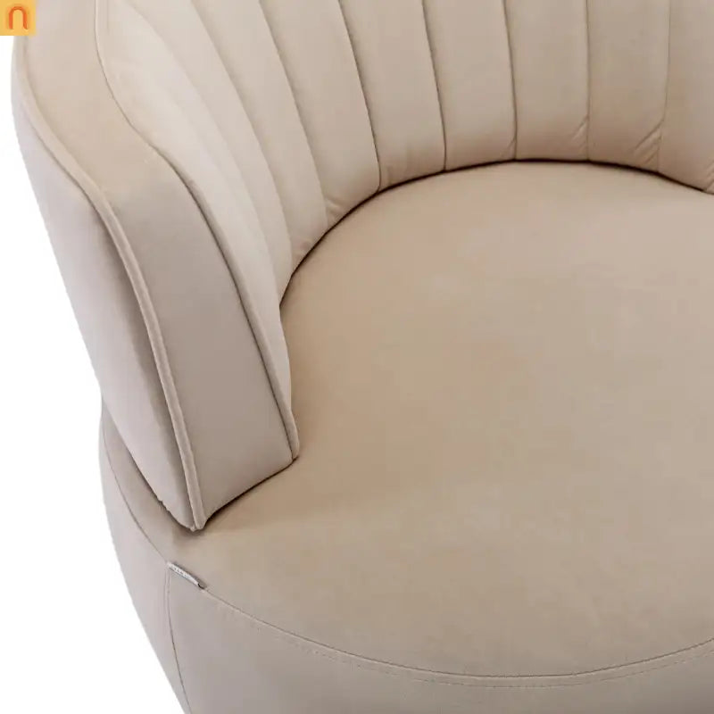 Accent Chair Barrel Swivel Velvet Beige 360 Degree 300 lb 25in