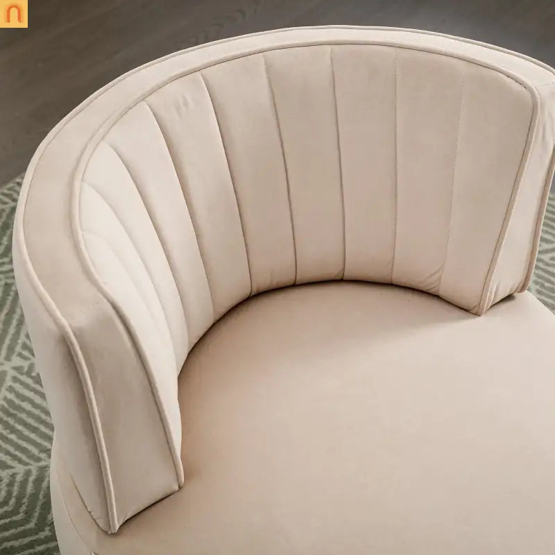 Accent Chair Barrel Swivel Velvet Beige 360 Degree 300 lb 25in