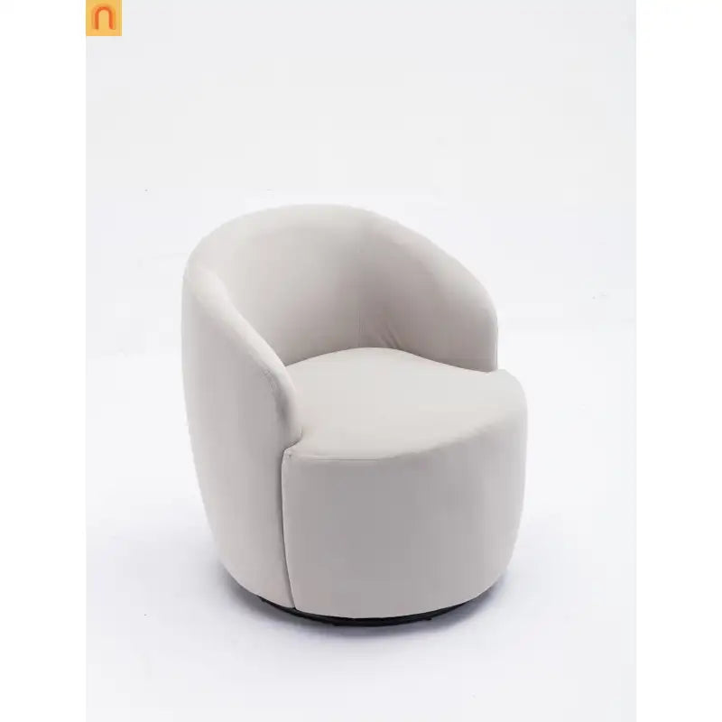 Accent Chair Barrel Swivel Velvet Gray Black Ring Base 250 lb 25in