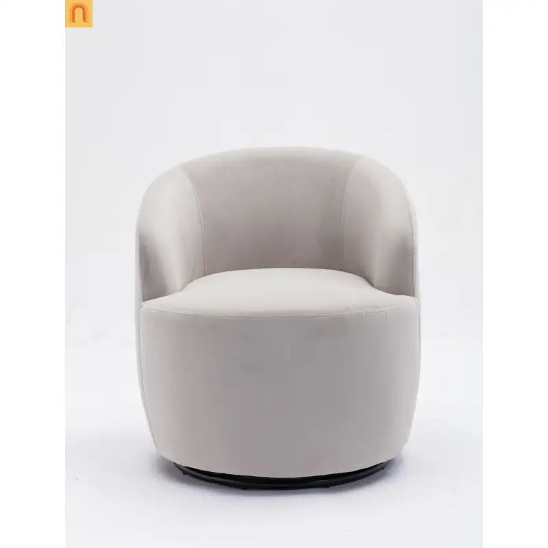 Accent Chair Barrel Swivel Velvet Gray Black Ring Base 250 lb 25in