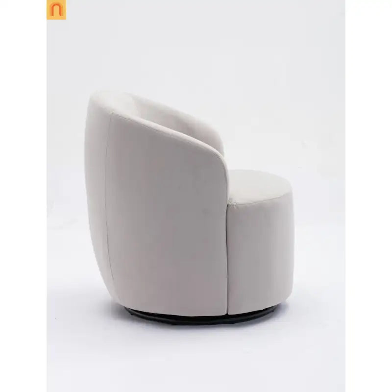 Accent Chair Barrel Swivel Velvet Gray Black Ring Base 250 lb 25in