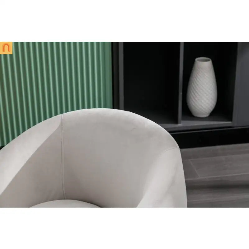Accent Chair Barrel Swivel Velvet Gray Black Ring Base 250 lb 25in