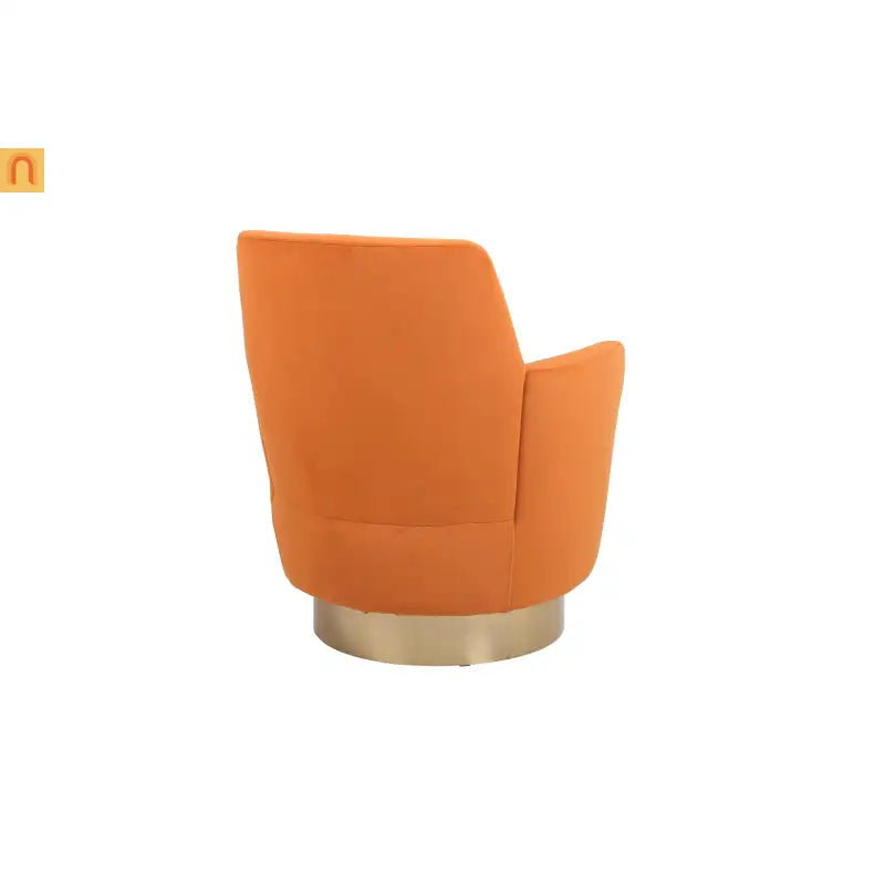 Accent Chair Barrel Swivel Velvet Orange Gold Base 300 lb 29in