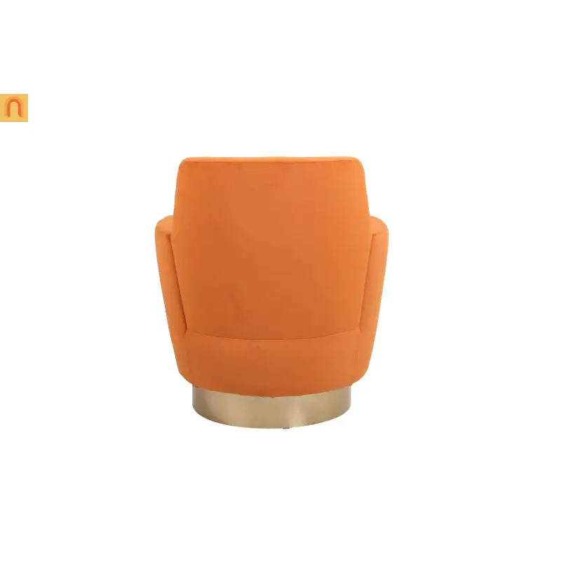 Accent Chair Barrel Swivel Velvet Orange Gold Base 300 lb 29in