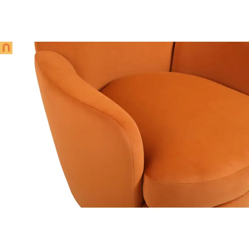 Accent Chair Barrel Swivel Velvet Orange Gold Base 300 lb 29in