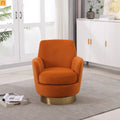 Accent Chair Barrel Swivel Velvet Orange Gold Base 300 lb 29in