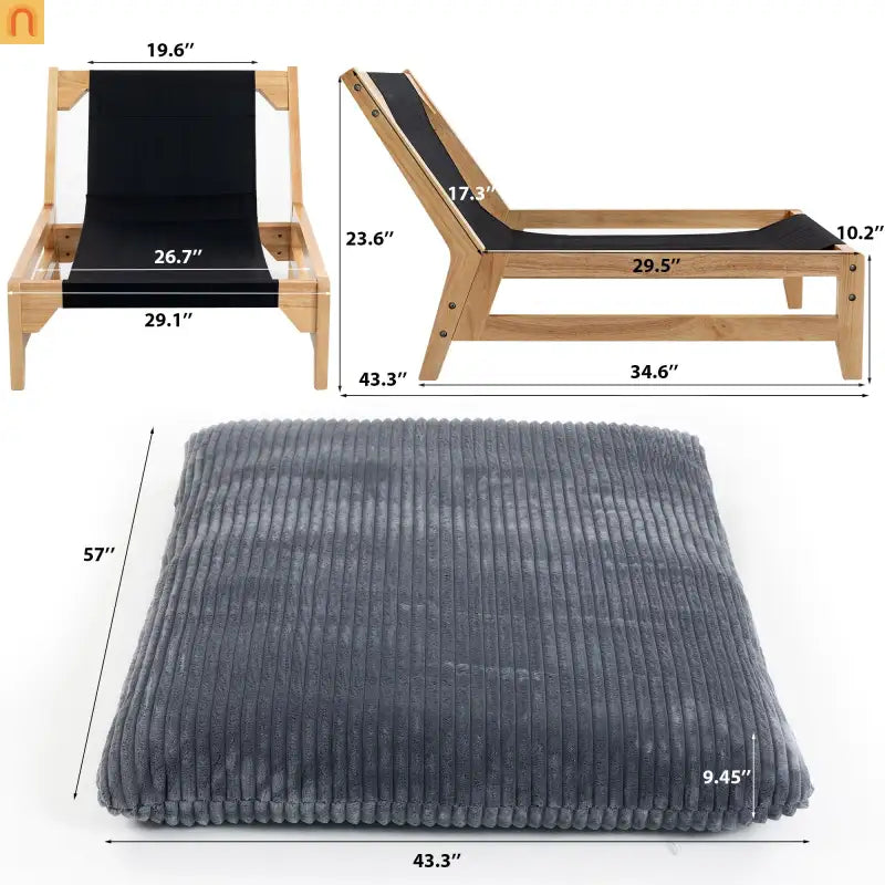 Chair Bean Bag Corduroy Dark Gray Backrest 39in Cotton Fill