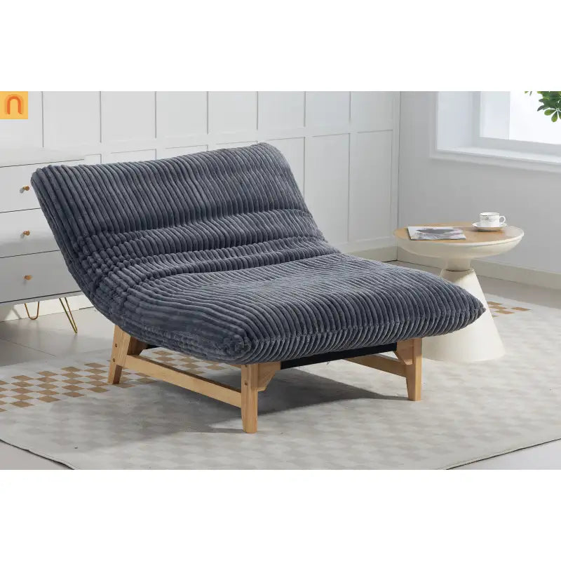 Chair Bean Bag Corduroy Dark Gray Backrest 39in Cotton Fill