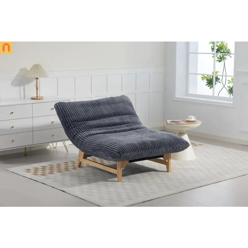 Chair Bean Bag Corduroy Dark Gray Backrest 39in Cotton Fill