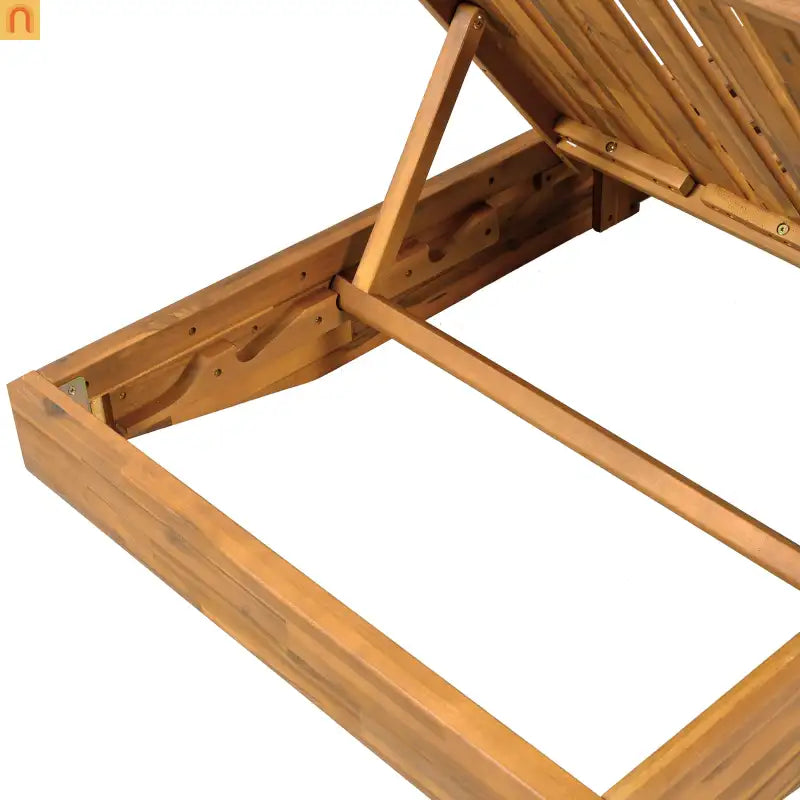 Outdoor Lounge Chair Acacia Wood Teak Boat Shape 3 Position 300 LB