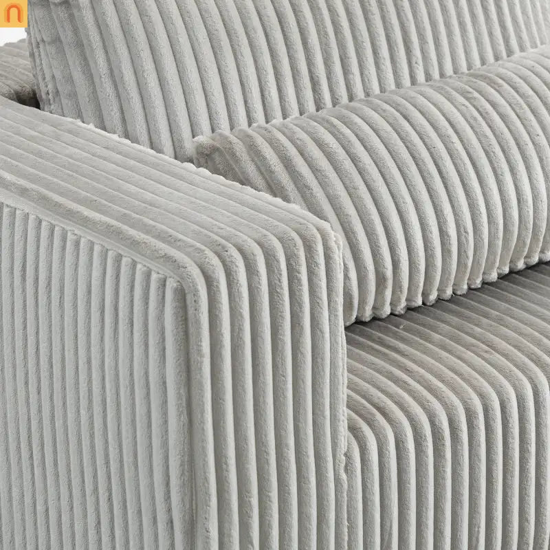 Chair Boucle Corduroy Smoke Gray with Ottoman No Assembly