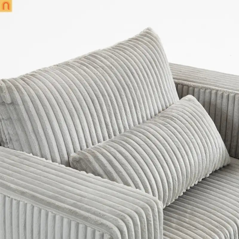 Chair Boucle Corduroy Smoke Gray with Ottoman No Assembly