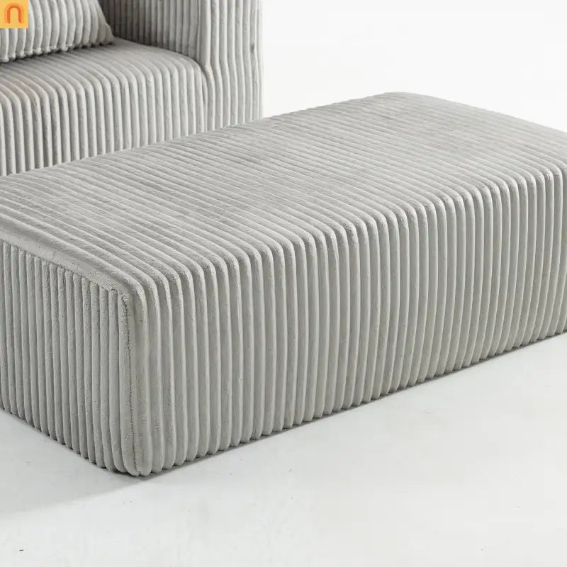 Chair Boucle Corduroy Smoke Gray with Ottoman No Assembly