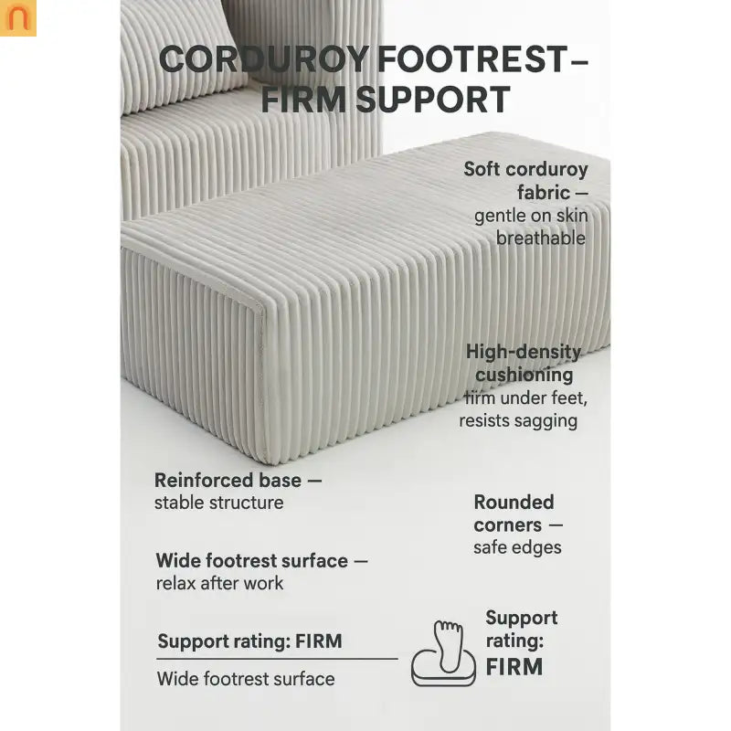 Chair Boucle Corduroy Smoke Gray with Ottoman No Assembly