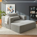 Chair Boucle Corduroy Smoke Gray with Ottoman No Assembly