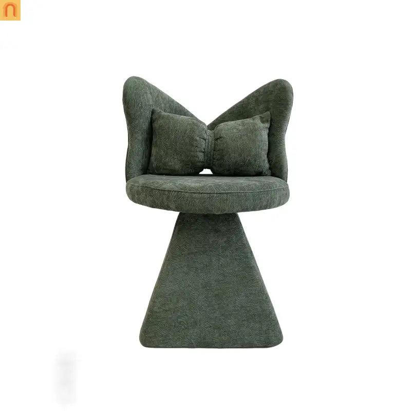 Accent Chair Swivel Butterfly Back Green Chenille 360 Degree