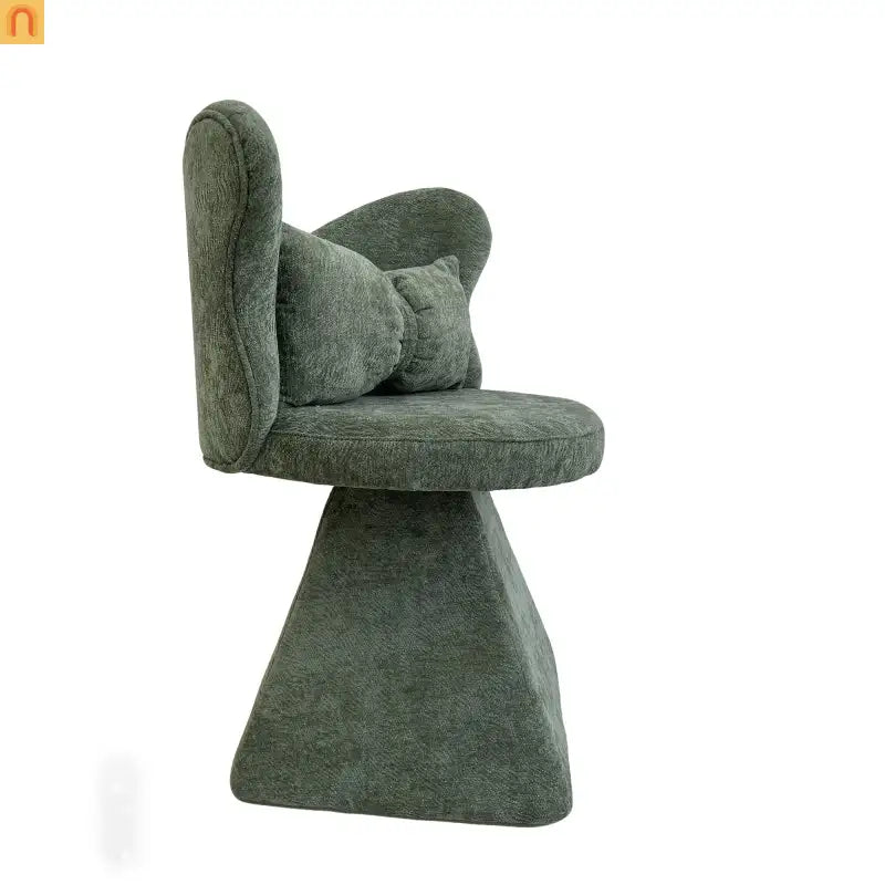 Accent Chair Swivel Butterfly Back Green Chenille 360 Degree
