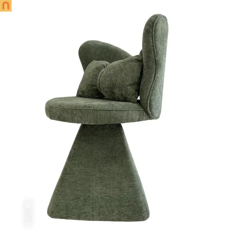 Accent Chair Swivel Butterfly Back Green Chenille 360 Degree