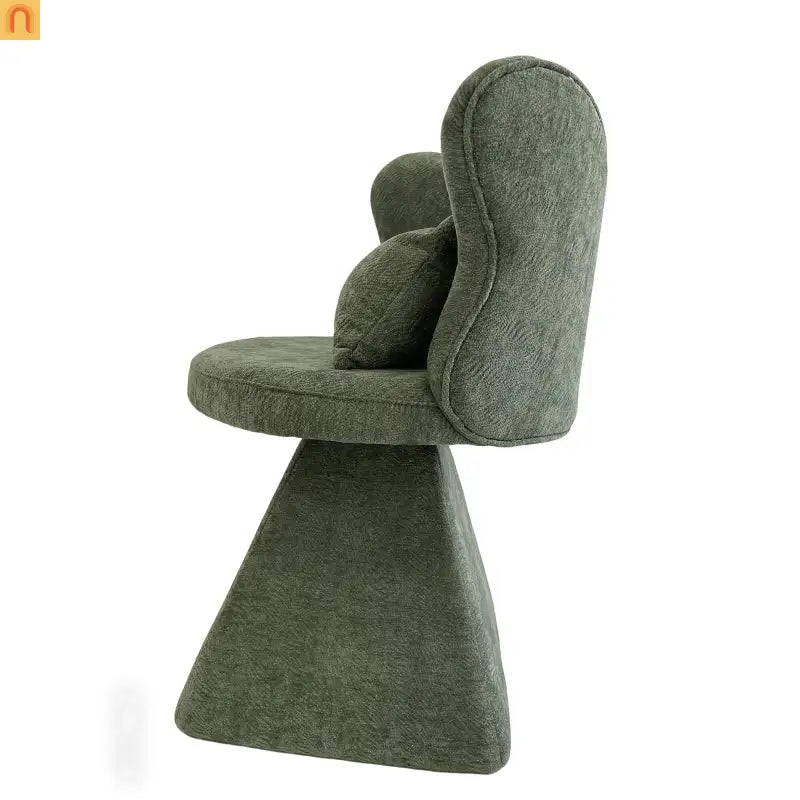 Accent Chair Swivel Butterfly Back Green Chenille 360 Degree