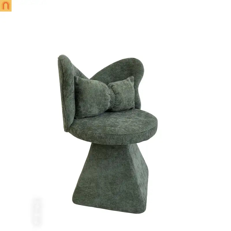 Accent Chair Swivel Butterfly Back Green Chenille 360 Degree