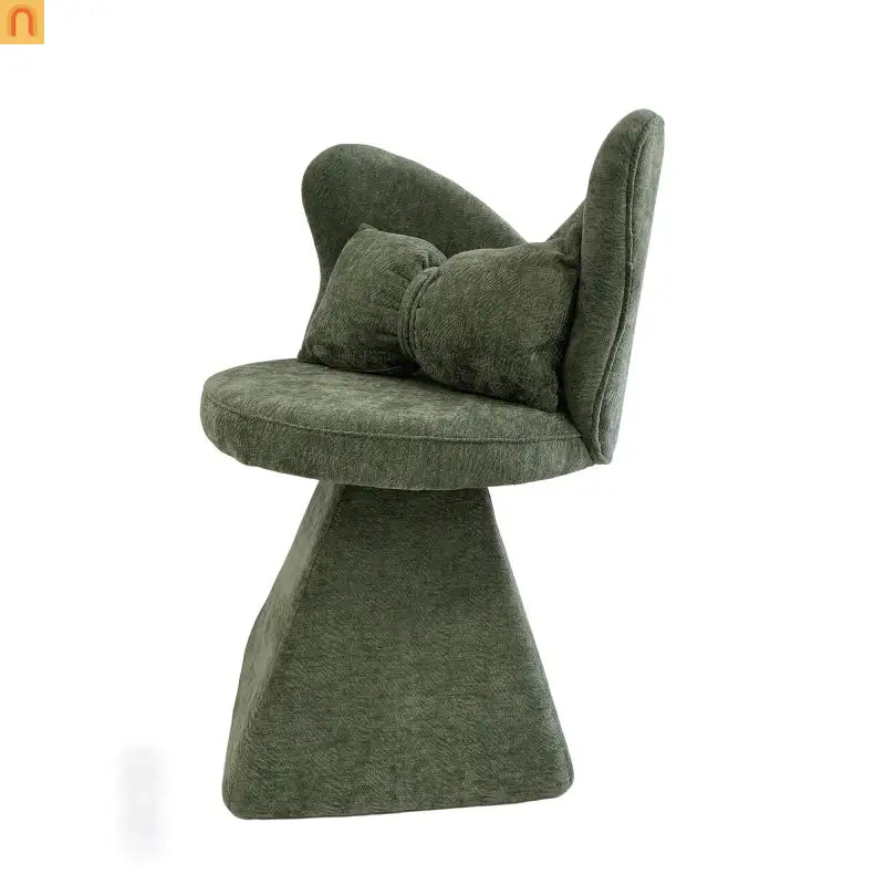 Accent Chair Swivel Butterfly Back Green Chenille 360 Degree