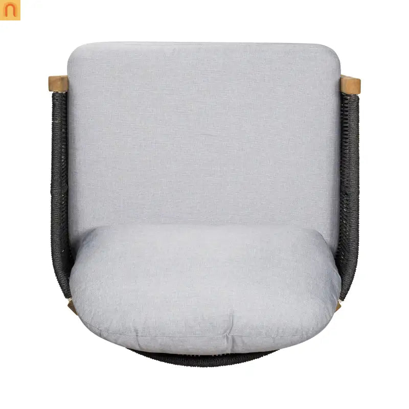Outdoor Club Chair Acacia Wood Rope Woven Gray Cushion Set of 2