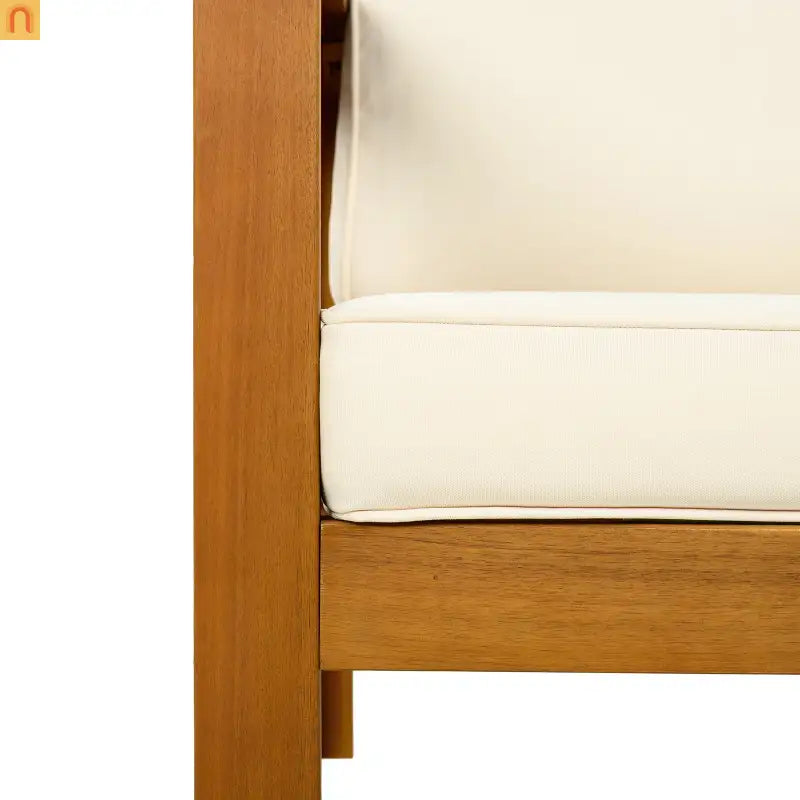 Outdoor Club Chair Set Acacia Wood Beige Cushions 2pc