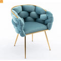 Accent Chair Velvet Blue Gold Legs Cotton Fill 220 lb 28in