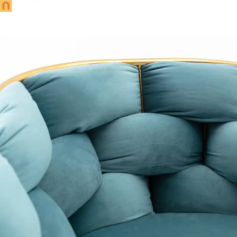 Accent Chair Velvet Blue Gold Legs Cotton Fill 220 lb 28in