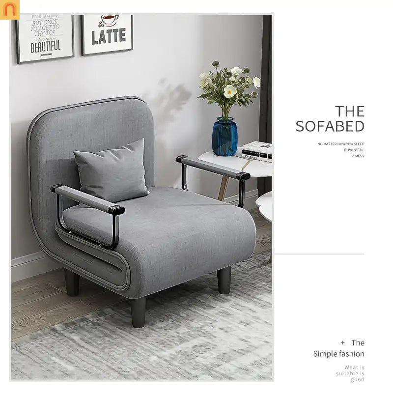 Chair Folding Convertible Gray Linen 2-in-1 Sofa Bed Compact