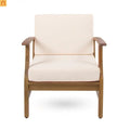 Outdoor Club Chair Acacia Wood Cream Cushion 400 lb Cap 28.25in