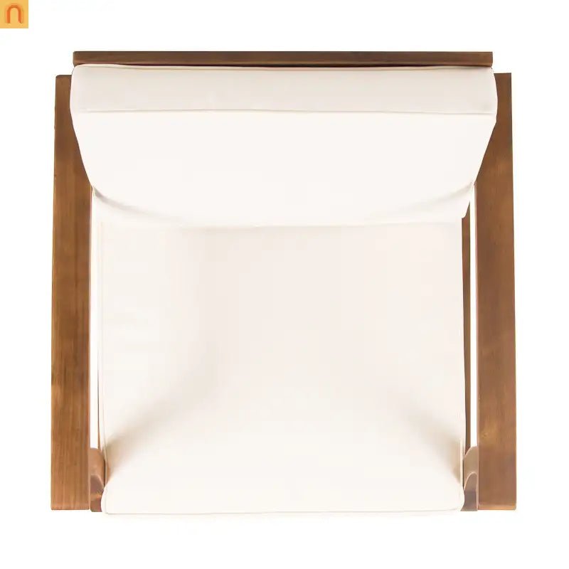 Outdoor Club Chair Acacia Wood Cream Cushion 400 lb Cap 28.25in