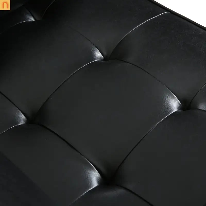 Accent Chair PU Leather Black Birch Wood Legs 44in Wide