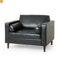 Accent Chair PU Leather Black Birch Wood Legs 44in Wide
