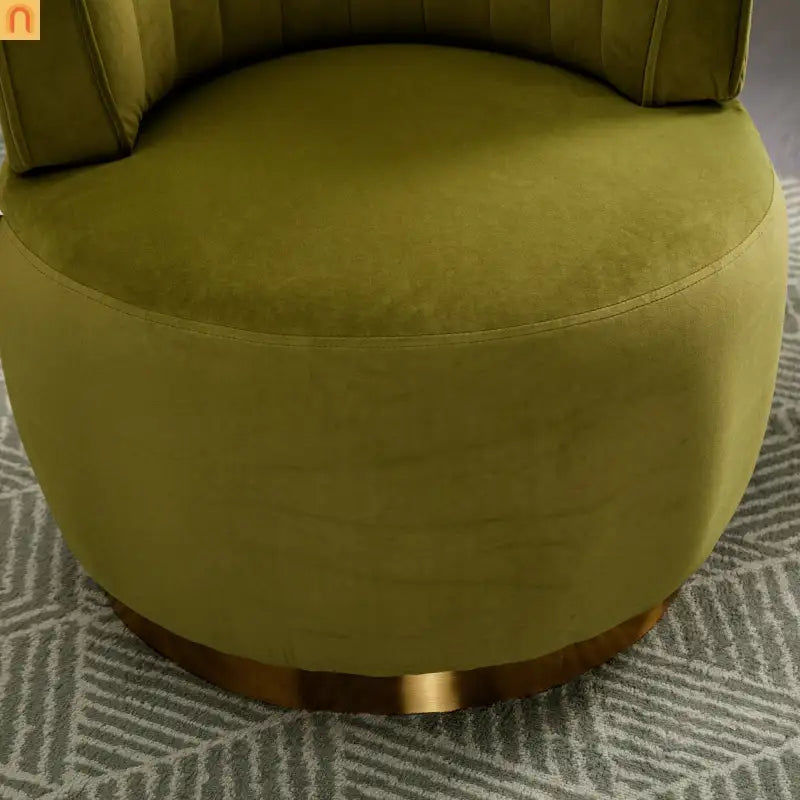 Accent Chair Barrel Swivel Velvet Olive Green 360 Degree 300 lb 25in