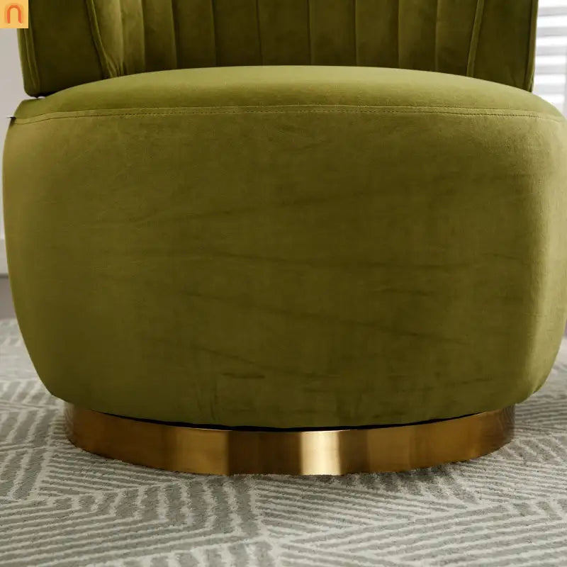 Accent Chair Barrel Swivel Velvet Olive Green 360 Degree 300 lb 25in