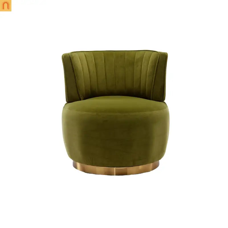 Accent Chair Barrel Swivel Velvet Olive Green 360 Degree 300 lb 25in