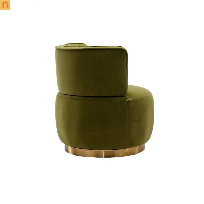 Accent Chair Barrel Swivel Velvet Olive Green 360 Degree 300 lb 25in