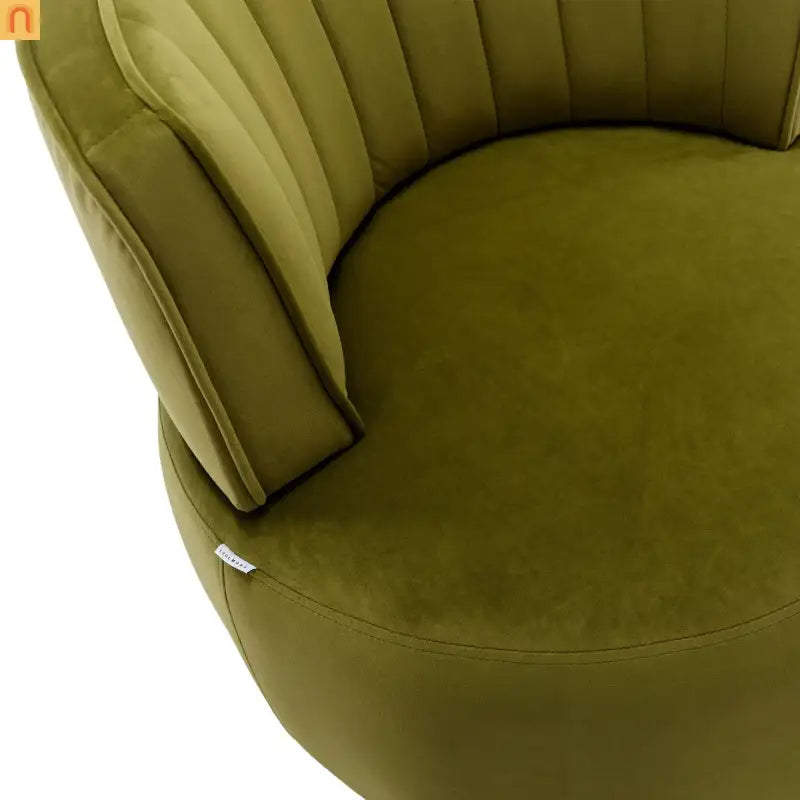 Accent Chair Barrel Swivel Velvet Olive Green 360 Degree 300 lb 25in