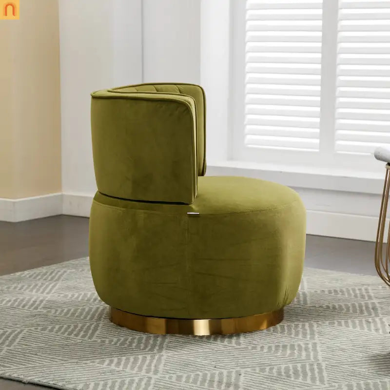 Accent Chair Barrel Swivel Velvet Olive Green 360 Degree 300 lb 25in